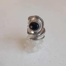 anello tribale argento onice nero open